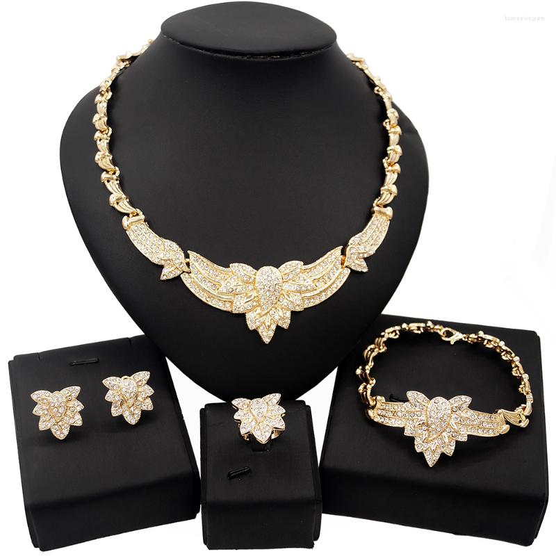 Necklace Earrings Set Yulaili Women African Gold Color Crystal Bridal Wedding Elegant Romantic Bangle Ring Jewelery, Picture shown
Necklace Earrings Set Yulaili Women African Gold Color Crystal Bridal Wedding Elegant Romantic Bangle Ring Jewelery, Picture shown