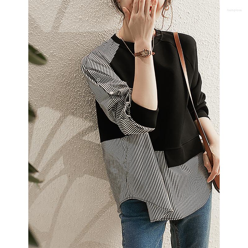 Women' T Shirts High Fashion Structural Sense Shirt Hoodie Dynamic Combination Striped Cotton Fake Two Piece Top, Black
Women' T Shirts High Fashion Structural Sense Shirt Hoodie Dynamic Combination Striped Cotton Fake Two Piece Top, Black