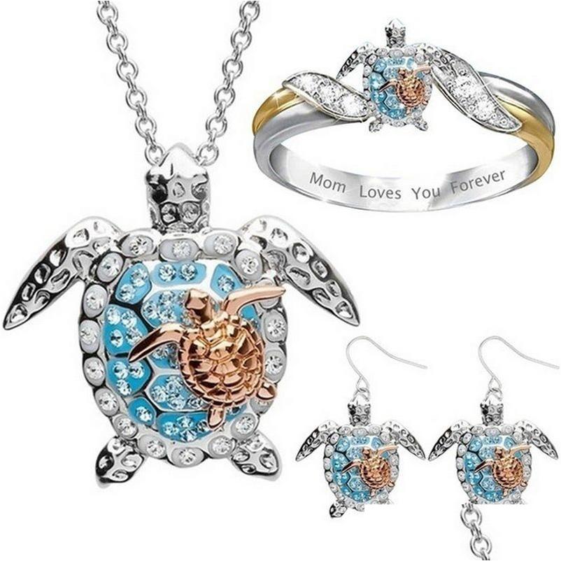 Other Jewelry Sets Fashion Cute Beach Turtle Necklace Earrings Ring Set Women Banquet Accessories Valentines Day Romantic Gifts Drop Dhhkd
Other Jewelry Sets Fashion Cute Beach Turtle Necklace Earrings Ring Set Women Banquet Accessories Valentines Day Romantic Gifts Drop Dhhkd