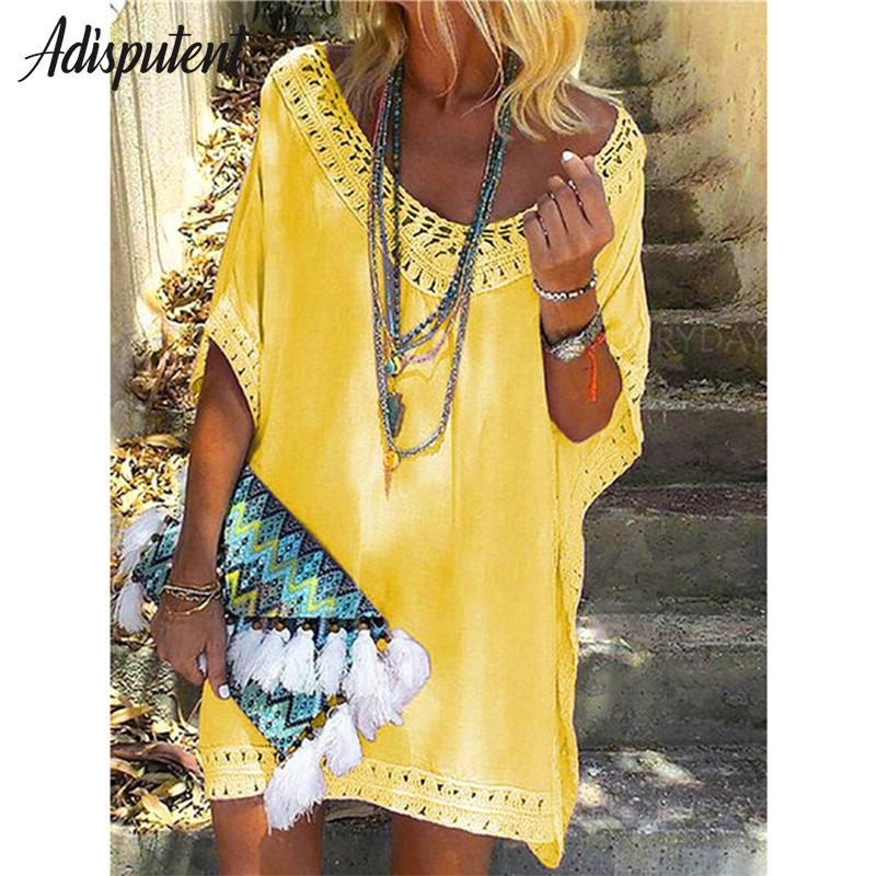 Swimwear 2022 Sexy Women Loose Beach Dress Tunic Solid Bikini Cover UP Swimsuit Beachwear Swimwear Hollow Out Beach Dress Robe De Plage, Yellow
Swimwear 2022 Sexy Women Loose Beach Dress Tunic Solid Bikini Cover UP Swimsuit Beachwear Swimwear Hollow Out Beach Dress Robe De Plage, Yellow