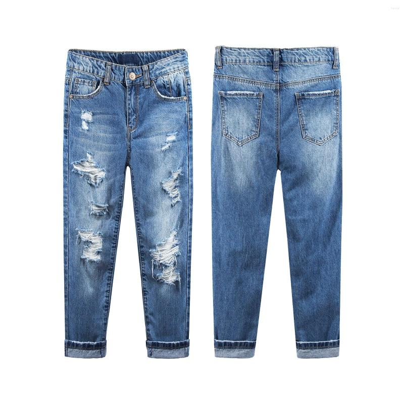 Jeans KIDSCOOL SPACE Children Girls/Boys Denim Pants Frayed Edge Elastic Band Inside Washed Ripped Holes Slim, Picture shown
Jeans KIDSCOOL SPACE Children Girls/Boys Denim Pants Frayed Edge Elastic Band Inside Washed Ripped Holes Slim, Picture shown