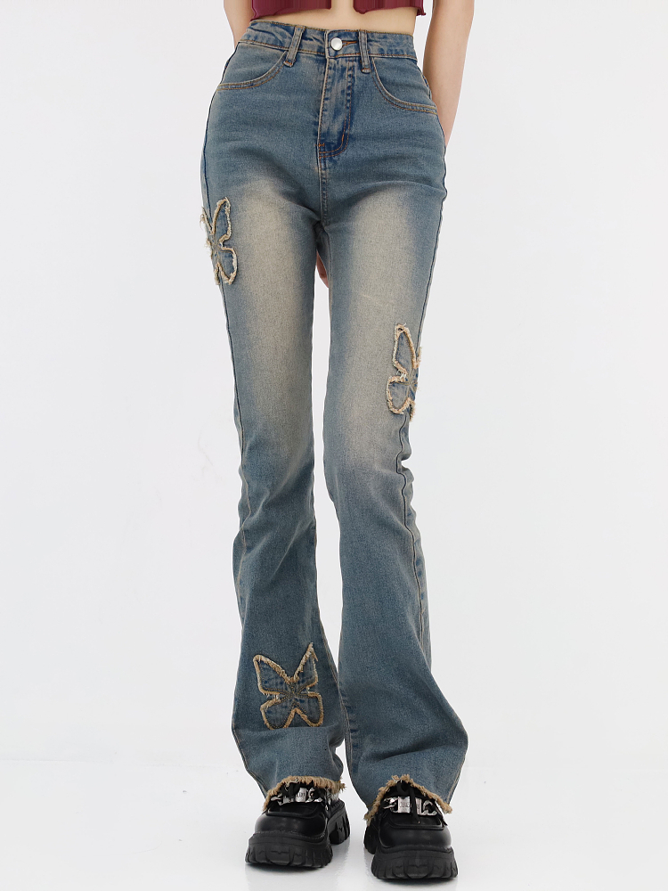 Women's Pants s Butterfly Patch Embroidery Flared Jean's Spring Highwaisted American Stretch Slim Fit Raw Edge Denim Trousers Female 230512, Blue
Women's Pants s Butterfly Patch Embroidery Flared Jean's Spring Highwaisted American Stretch Slim Fit Raw Edge Denim Trousers Female 230512, Blue