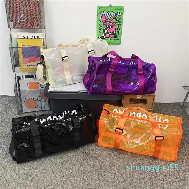 Large Capacity Pvc duffle bags Casual Straddle Bag Large Capacity Street Shoulder Bag Transparent Letter Portable Travel Bag, Black
Large Capacity Pvc duffle bags Casual Straddle Bag Large Capacity Street Shoulder Bag Transparent Letter Portable Travel Bag, Black