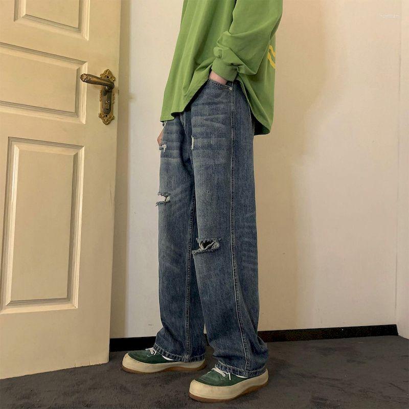 Men' Jeans Foufurieux Knee Ripped Denim Big Holes Wide-leg Mopping Hip Hop Pants Streetwear Men Y2k Vintage Baggy, Blue
Men' Jeans Foufurieux Knee Ripped Denim Big Holes Wide-leg Mopping Hip Hop Pants Streetwear Men Y2k Vintage Baggy, Blue