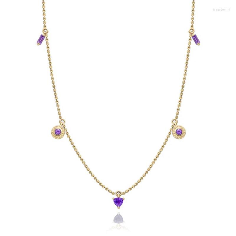 Chains CANNER 925 Sterling Silver Gold Color Purple Zircon Necklace Fashion Clavicle Choker Chain Necklaces For Women Fine Jewelry Gift
Chains CANNER 925 Sterling Silver Gold Color Purple Zircon Necklace Fashion Clavicle Choker Chain Necklaces For Women Fine Jewelry Gift