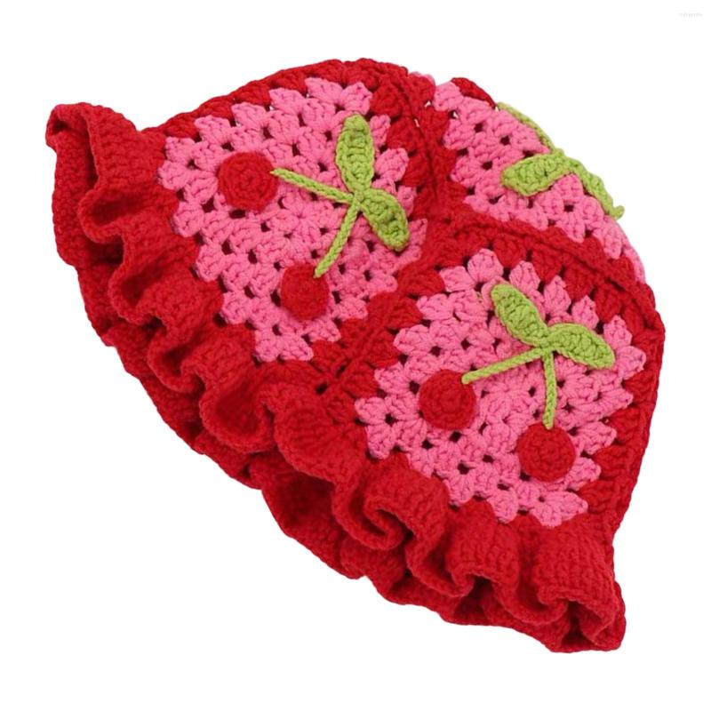 Berets Hollow Cherry Bucket Hat Knitted Costume Outdoor Women Summer Crochet Fruit, Red
Berets Hollow Cherry Bucket Hat Knitted Costume Outdoor Women Summer Crochet Fruit, Red