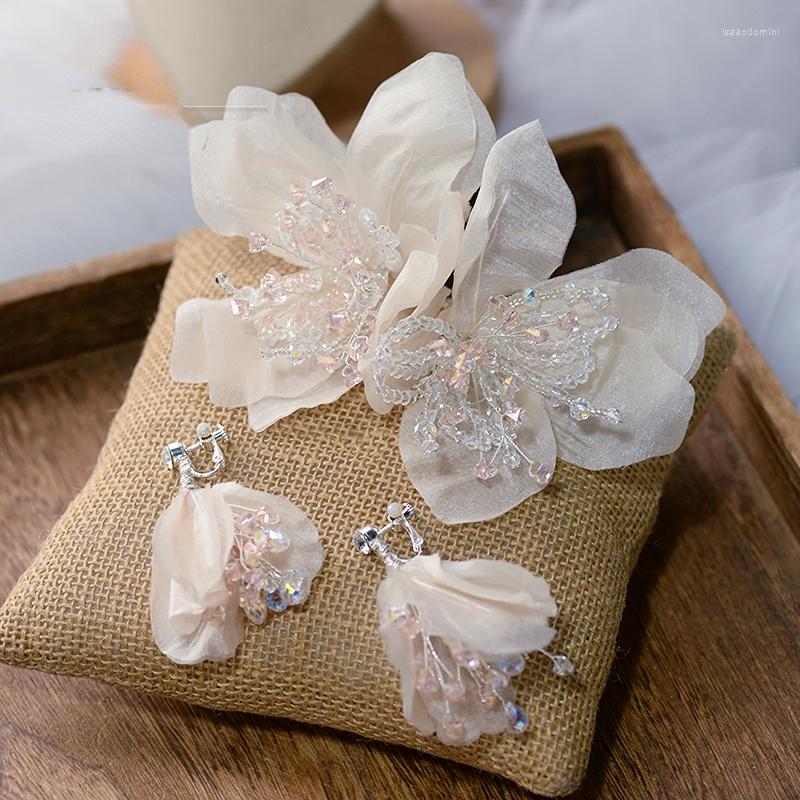 Hair Clips Beaded Crystal Crepe Flower Headdress Bridal Earrings Wedding Accessories
Hair Clips Beaded Crystal Crepe Flower Headdress Bridal Earrings Wedding Accessories