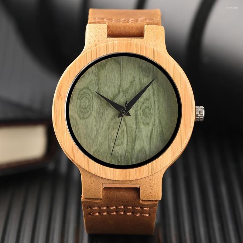 Wristwatches Creative Bambood Wooden Wristwatch Green Dial Quartz Wood Watch For Men Women Brown Leather Band Watches Simple Clock Gift
Wristwatches Creative Bambood Wooden Wristwatch Green Dial Quartz Wood Watch For Men Women Brown Leather Band Watches Simple Clock Gift