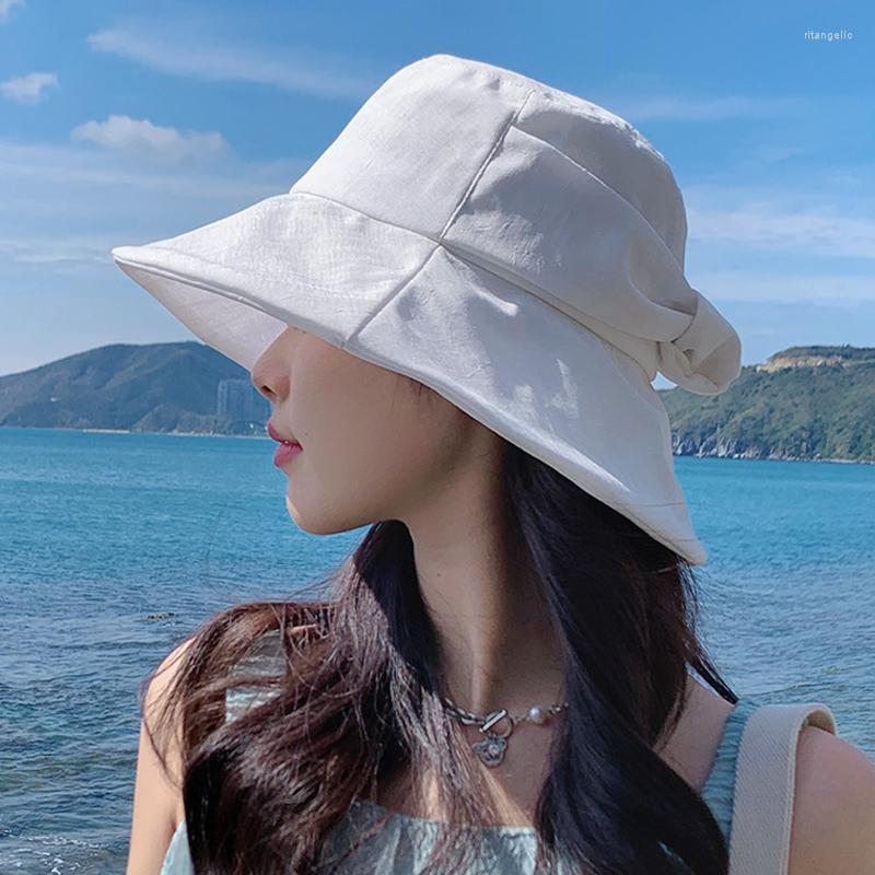 Berets Summer Women Bucket Hat Luxury Bowknot 9cm Big Brim Sun Lightweight Breathable Outdoor Tourism Camping Elegant Panama Cap, White
Berets Summer Women Bucket Hat Luxury Bowknot 9cm Big Brim Sun Lightweight Breathable Outdoor Tourism Camping Elegant Panama Cap, White