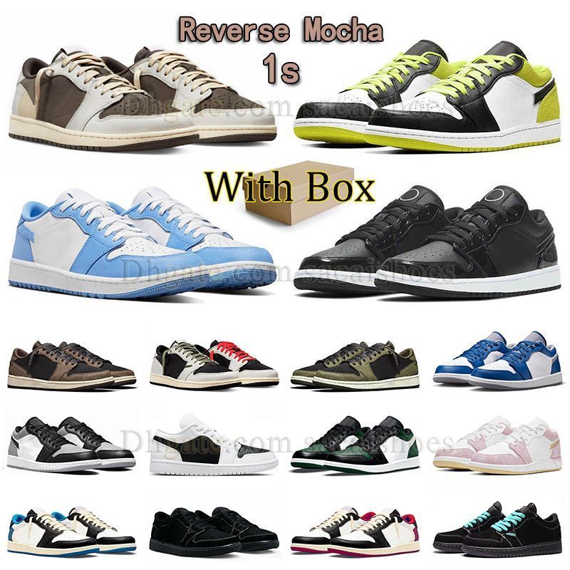 

With Box 2023 hot top basketball shoes jumpman 1 low panda reverse mocha cyber leather golf unc white royal toe men women sneakers black phantom paris outdoor trainers, E11 36-47 count purple