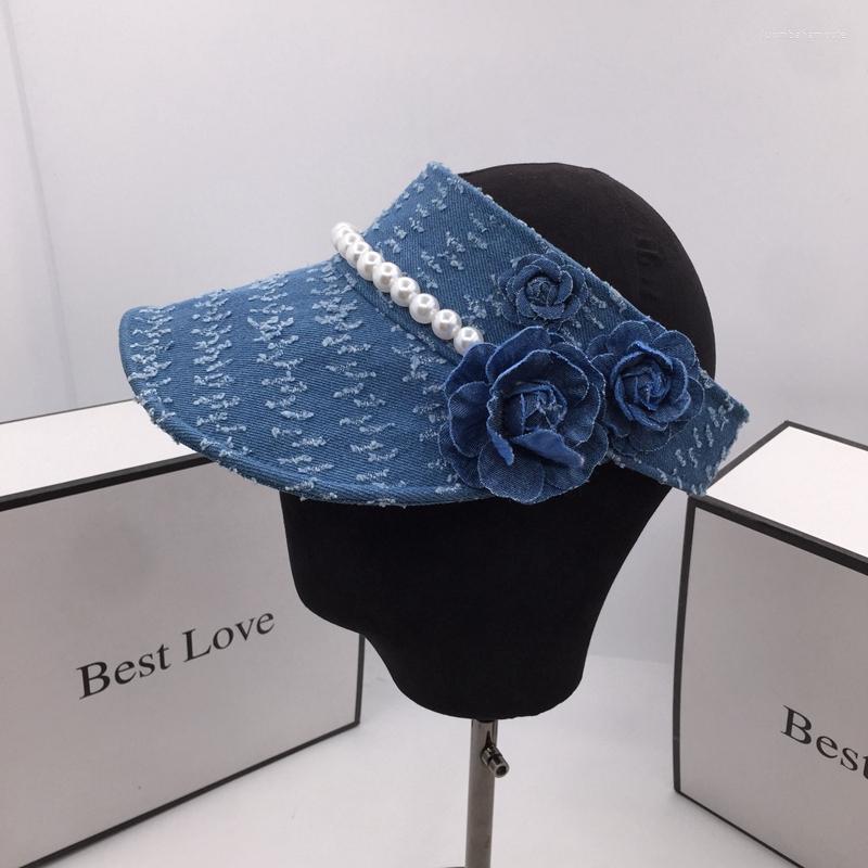 Wide Brim Hats The Spring And Summer Wind Cowboy Pearl Flower Empty Visors Without Top Sunhat SunscreenWide, Blue
Wide Brim Hats The Spring And Summer Wind Cowboy Pearl Flower Empty Visors Without Top Sunhat SunscreenWide, Blue