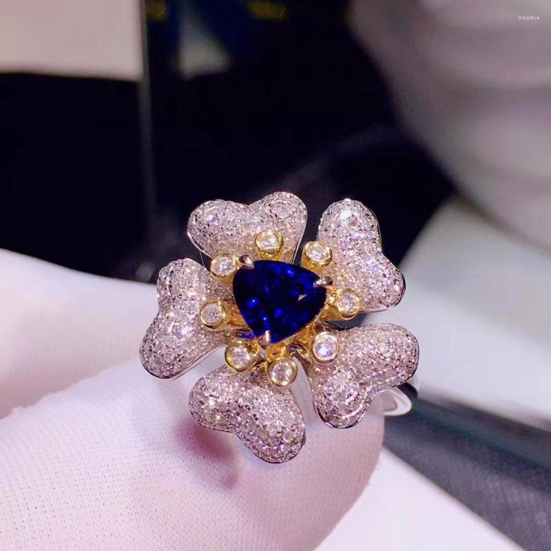 Cluster Rings H627 Blue Sapphire Ring 1.05ct Real Pure 18 K Natural Unheat Royal Gemstone Diamonds Stone Female
Cluster Rings H627 Blue Sapphire Ring 1.05ct Real Pure 18 K Natural Unheat Royal Gemstone Diamonds Stone Female