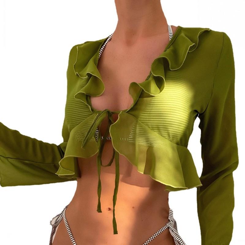Women' Swimwear Chiffon Tops Cover Up Women Lace Ruched Splice Shirt Bathing Suit Summer Sexy Beach Style Tunics UpsWomen, Green
Women' Swimwear Chiffon Tops Cover Up Women Lace Ruched Splice Shirt Bathing Suit Summer Sexy Beach Style Tunics UpsWomen, Green