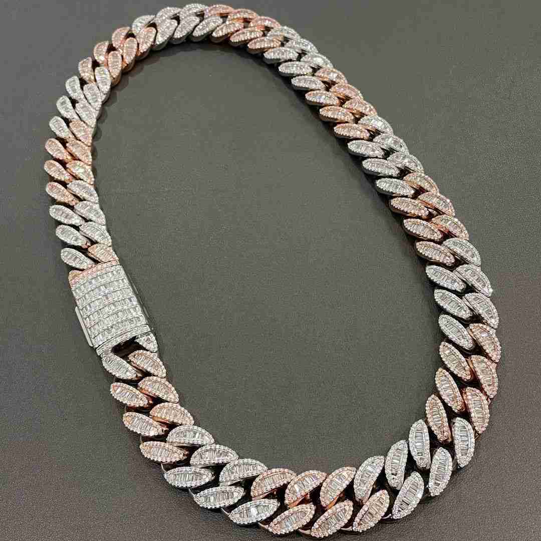 Two Tone Rose Gold White Gold Over Silver 18mm Iced Out Solid Miami Cuban Link Vvs Moissanite Diamond Cuban Chains
Two Tone Rose Gold White Gold Over Silver 18mm Iced Out Solid Miami Cuban Link Vvs Moissanite Diamond Cuban Chains