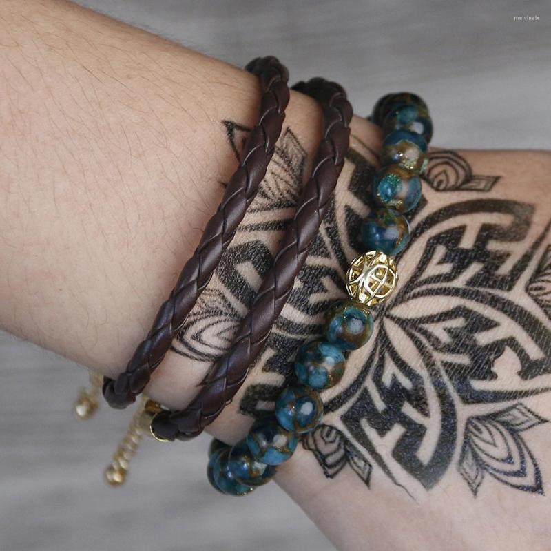 Charm Bracelets 3PCS/Lot Leather Bracelet Women Fashion Blue Ocean Stone Beads Bracelets&Bangles Men Bileklik Male Homme
Charm Bracelets 3PCS/Lot Leather Bracelet Women Fashion Blue Ocean Stone Beads Bracelets&Bangles Men Bileklik Male Homme