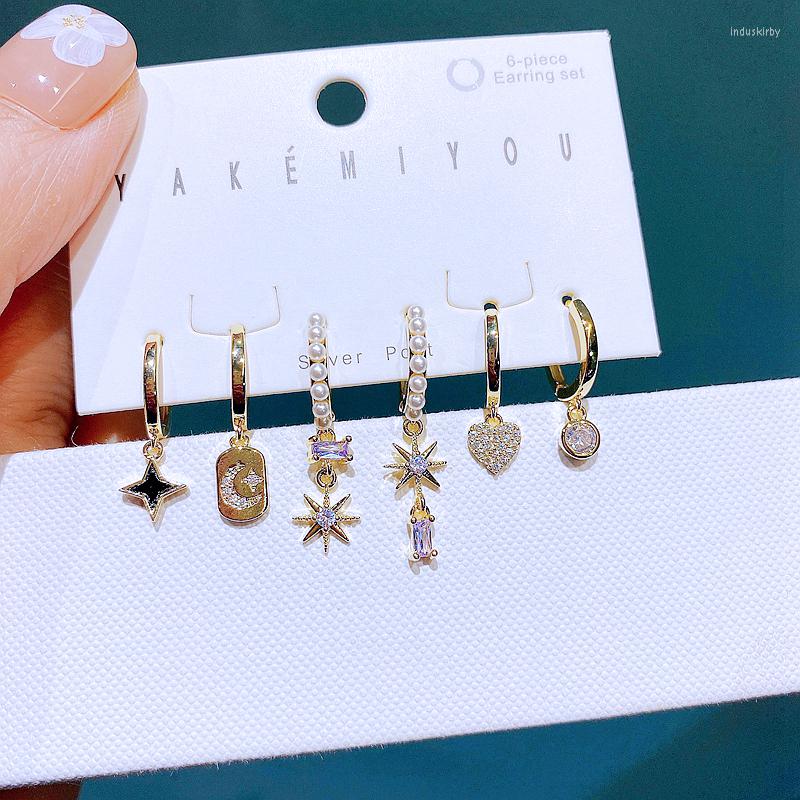 Dangle Earrings Trendy 6pcs Small Heart Moon Star Hanging For Women Gold Color Cubic Zircon Huggies Set
Dangle Earrings Trendy 6pcs Small Heart Moon Star Hanging For Women Gold Color Cubic Zircon Huggies Set