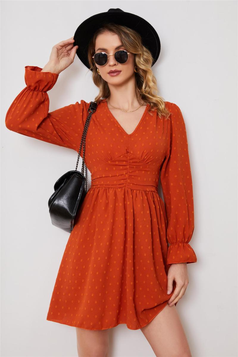 Casual Dresses 2023 V-neck Long-sleeve Dot Print Slim Short Dress Bohemian Seaside Holiday Beach Wrap Spring Summer, Orange red
Casual Dresses 2023 V-neck Long-sleeve Dot Print Slim Short Dress Bohemian Seaside Holiday Beach Wrap Spring Summer, Orange red