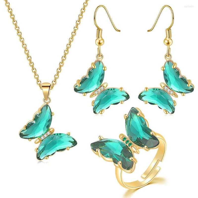 Necklace Earrings Set Aesthetic Cute Butterfly Jewelry For Women Gold Color Pink Crystal Wedding Party Earring Ring Gift Wholesale S541, Picture shown
Necklace Earrings Set Aesthetic Cute Butterfly Jewelry For Women Gold Color Pink Crystal Wedding Party Earring Ring Gift Wholesale S541, Picture shown