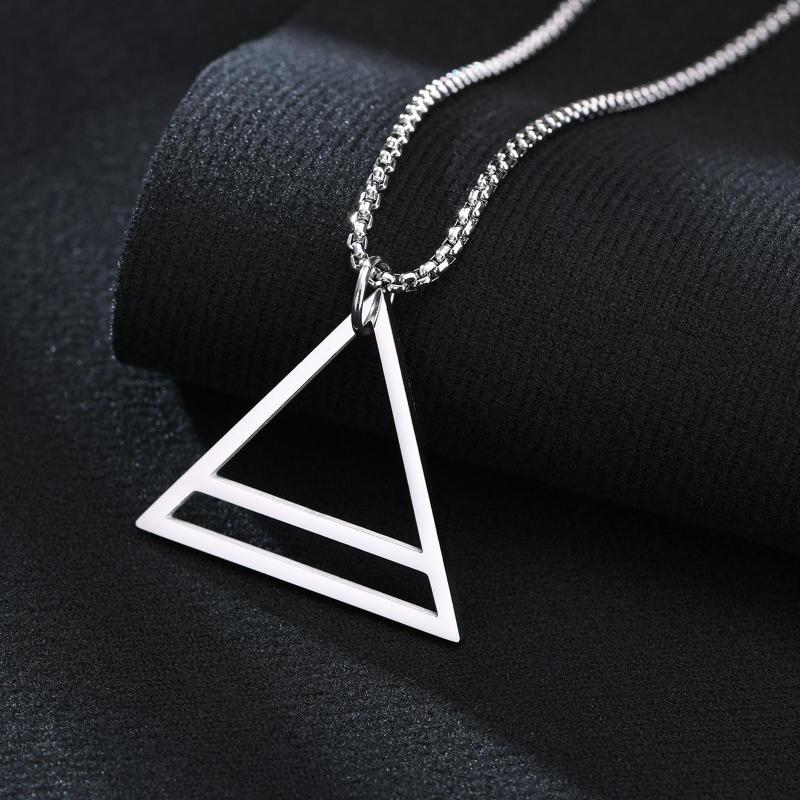 Chains Geometry Necklace Stainless Steel Triangle Pendant For Men Jewelry