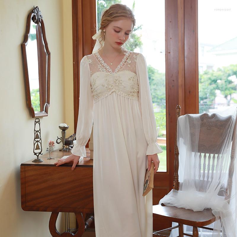 Women' Sleepwear Luxury Silk Satin Long Nightgowns Women French Style Lace Mesh V-neck Nightdress Sexy Female Lingerie Homewear, Cream apricot
Women' Sleepwear Luxury Silk Satin Long Nightgowns Women French Style Lace Mesh V-neck Nightdress Sexy Female Lingerie Homewear, Cream apricot