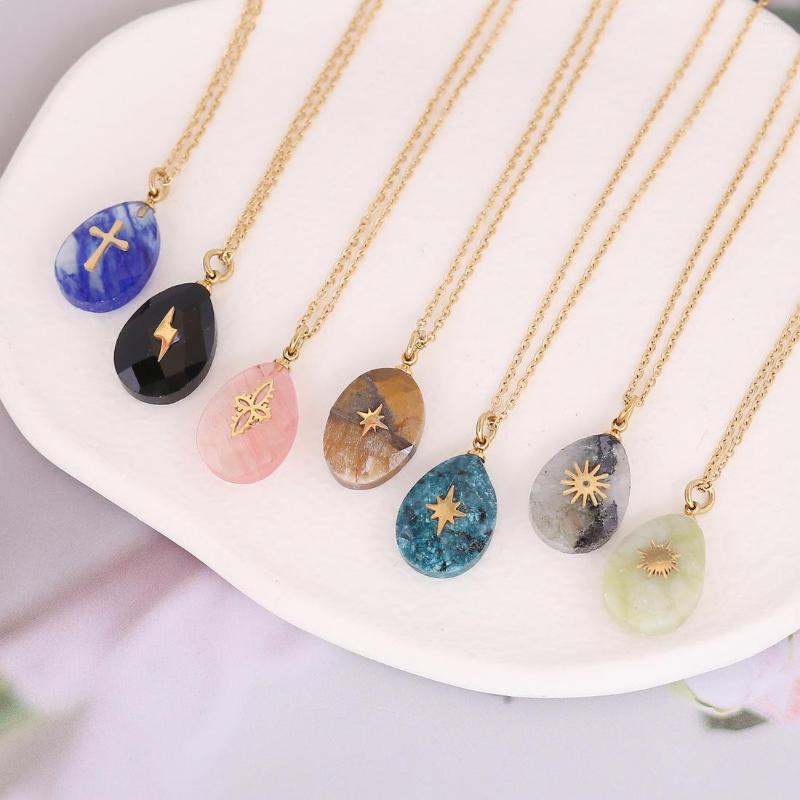 Pendant Necklaces Fashion Punk Cross Geometry Pattern Natural Stone Necklace Stainless Steel Chain For Women Men Jewelry Accessories
Pendant Necklaces Fashion Punk Cross Geometry Pattern Natural Stone Necklace Stainless Steel Chain For Women Men Jewelry Accessories