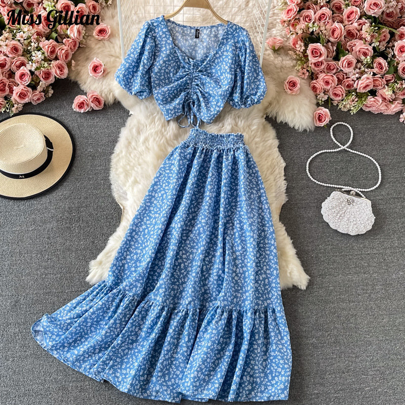 Two Piece Dress Chiffon Floral Sets Women Summer 2 Puff Sleeve Crop Tops High Waist Skirts Suit Female Clothing Fashion Beachwear 230512, Green
Two Piece Dress Chiffon Floral Sets Women Summer 2 Puff Sleeve Crop Tops High Waist Skirts Suit Female Clothing Fashion Beachwear 230512, Green