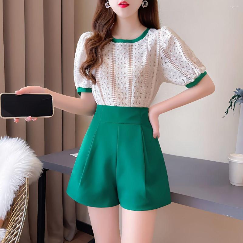 Women' Tracksuits 2023 Summer Women' Graceful T Shirt Shorts Two Piece Set Korean Lady Fashion O-Neck Patchwork High Waist Pants, Green 2pcs
Women' Tracksuits 2023 Summer Women' Graceful T Shirt Shorts Two Piece Set Korean Lady Fashion O-Neck Patchwork High Waist Pants, Green 2pcs