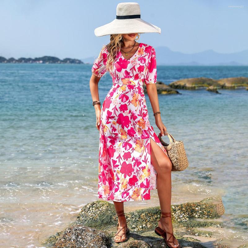 Party Dresses LiTi Women Printed V-neck Lantern Sleeves High Waist Short-sleeved Vacation Casual Open Mid-length Dress Summer, Rose pink
Party Dresses LiTi Women Printed V-neck Lantern Sleeves High Waist Short-sleeved Vacation Casual Open Mid-length Dress Summer, Rose pink