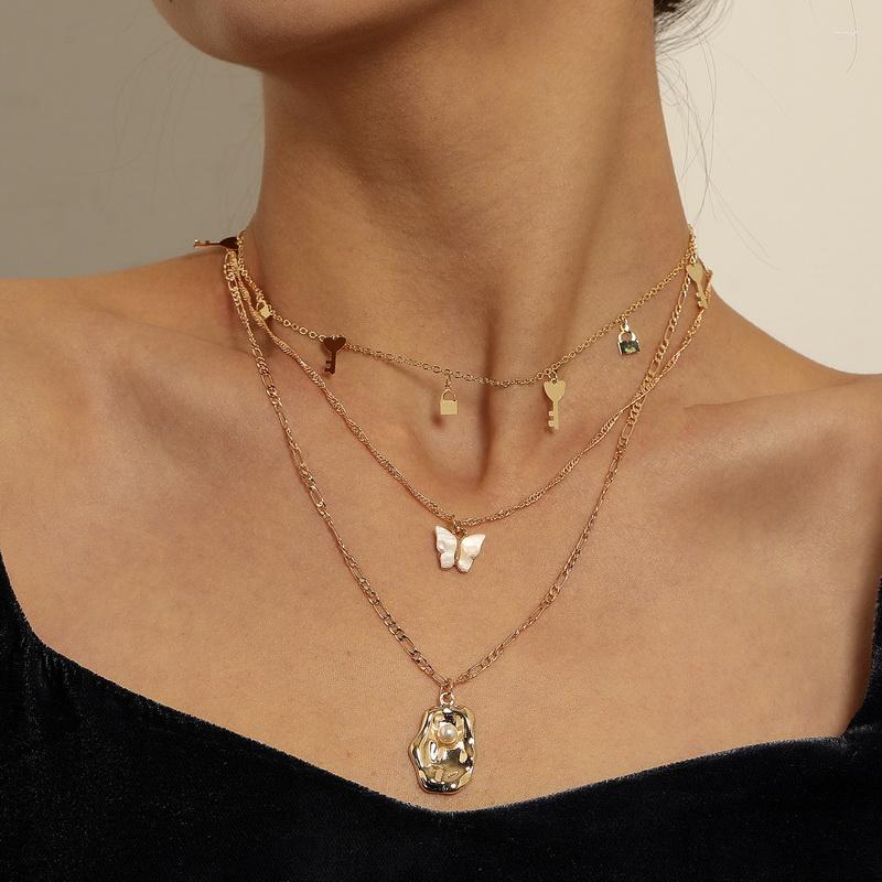 Pendant Necklaces Vintage Key Lock Butterfly Irregular Geometric Pearl Necklace Women Grunge Multilayer Jewelry Collares Collier Femme
Pendant Necklaces Vintage Key Lock Butterfly Irregular Geometric Pearl Necklace Women Grunge Multilayer Jewelry Collares Collier Femme