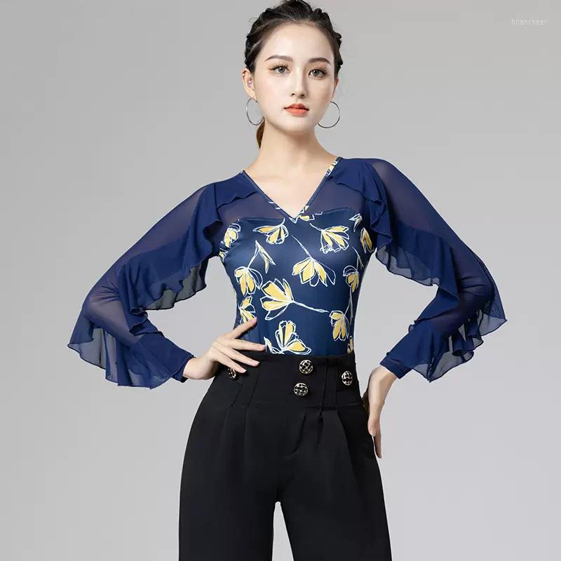 Stage Wear Long Sleeve Ballroom Dance Clothes Blue/Green Printing Bodysuit Waltz Dancing Practice ChaCha Latin Costume DL9904
Stage Wear Long Sleeve Ballroom Dance Clothes Blue/Green Printing Bodysuit Waltz Dancing Practice ChaCha Latin Costume DL9904