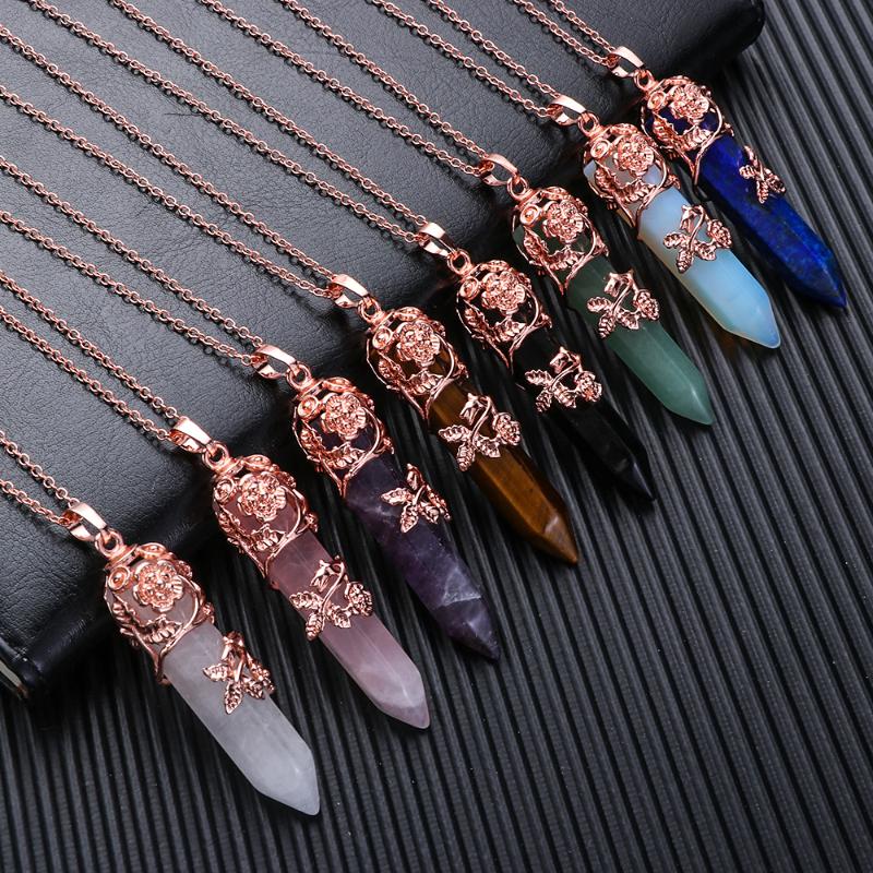 Pendant Necklaces Fashion Reiki Healing Natural Stone Necklace Flower Wire Wrapped Amethysts Quartz Crystal Jewelry Gift Accessories
Pendant Necklaces Fashion Reiki Healing Natural Stone Necklace Flower Wire Wrapped Amethysts Quartz Crystal Jewelry Gift Accessories