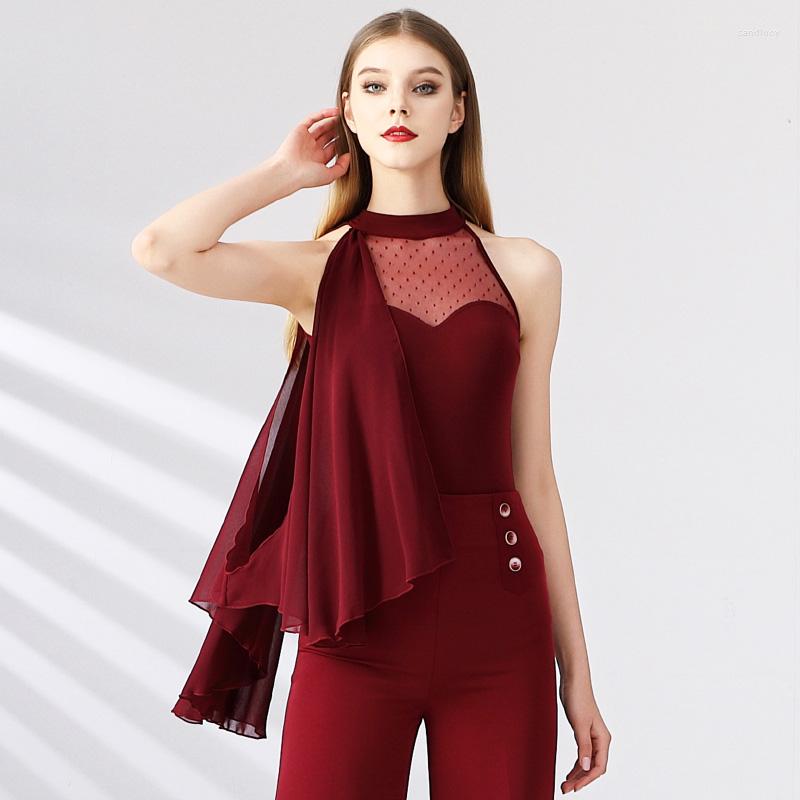 Stage Wear Wine Red Sleeveless Ribbon Latin Tops Women Mesh Practice Top National Standard Waltz Ballroom Dance Modern SL8280
Stage Wear Wine Red Sleeveless Ribbon Latin Tops Women Mesh Practice Top National Standard Waltz Ballroom Dance Modern SL8280