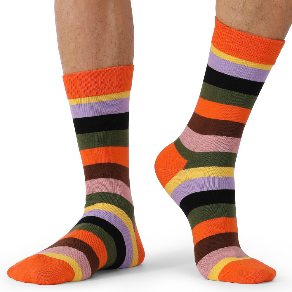 Men's Socks Size 4148 Casual Fashion Cotton Funny Long Women Men Socks Contrast Color Rainbow Larger Size Stripe Socks for Men 230512