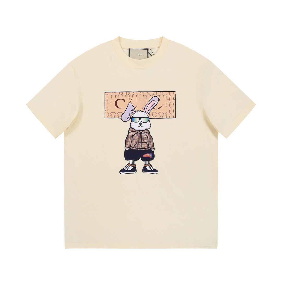 Correct Version Current Men's T-Shirts Rabbit Chest Cartoon Print Heavy Men's and Women's Short Sleeve T-shirt, Black
Correct Version Current Men's T-Shirts Rabbit Chest Cartoon Print Heavy Men's and Women's Short Sleeve T-shirt, Black