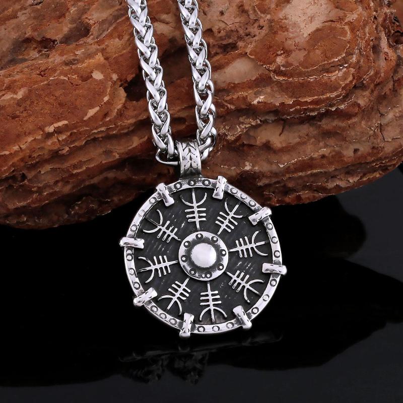 Pendant Necklaces Vintage Vikings 316L Stainless Steel Compass Rune Necklace Nordic Men's Awe Of Fashion Charm Amulet Punk Jewelry
Pendant Necklaces Vintage Vikings 316L Stainless Steel Compass Rune Necklace Nordic Men's Awe Of Fashion Charm Amulet Punk Jewelry