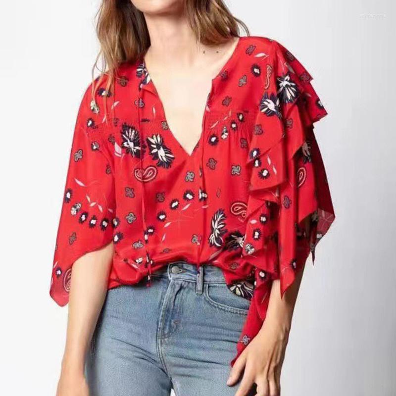 Women' Blouses Chic Elegant Floral Print Blouse Shirt Summer V-Neck Lace Knotted Rope Casual Short Sleeve Female Tops
Women' Blouses Chic Elegant Floral Print Blouse Shirt Summer V-Neck Lace Knotted Rope Casual Short Sleeve Female Tops
