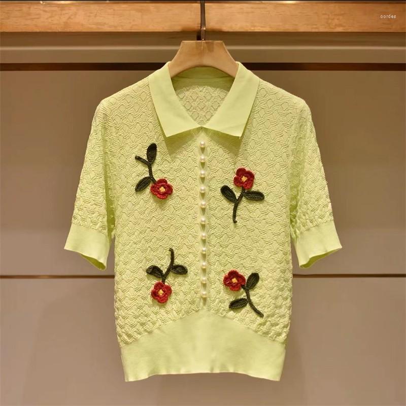 Women's Sweaters Stereo Flower Stylish Knitted Sweater Tshirt Women 2023 Summer Short Sleeve Pearl Buttons Pullover Tops Elegant Chic Slim, Green
Women's Sweaters Stereo Flower Stylish Knitted Sweater Tshirt Women 2023 Summer Short Sleeve Pearl Buttons Pullover Tops Elegant Chic Slim, Green