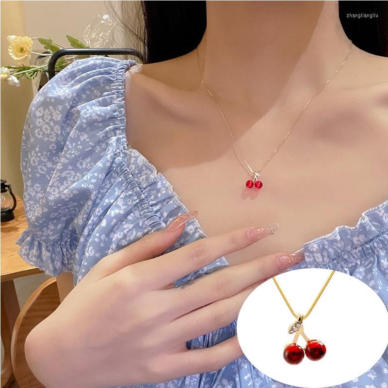 Pendant Necklaces Cute Girl Red Cherry Necklace Cherries Stainless Steel For Women Zirconia Choker Female Jewelry Gifts
Pendant Necklaces Cute Girl Red Cherry Necklace Cherries Stainless Steel For Women Zirconia Choker Female Jewelry Gifts
