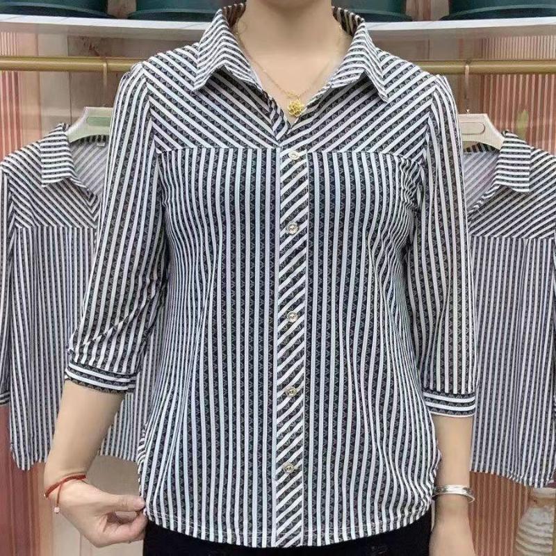 Women's Blouses Fashion Loose All-match Striped Printed Shirt Summer Women's Clothing 3/4 Sleeve Casual Turn-down Collar Buttons, Green
Women's Blouses Fashion Loose All-match Striped Printed Shirt Summer Women's Clothing 3/4 Sleeve Casual Turn-down Collar Buttons, Green