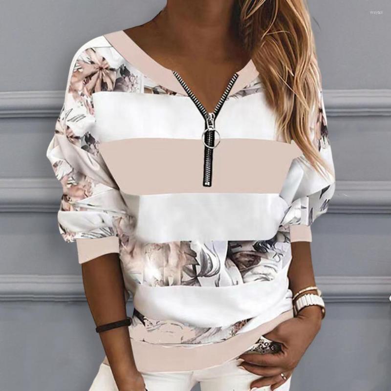 Women's Blouses Breathable Trendy Autumn Floral Striped Digital Printing Zipper Collar Sweatshirt Jumper Warm V-neck Female Clothing, Pink
Women's Blouses Breathable Trendy Autumn Floral Striped Digital Printing Zipper Collar Sweatshirt Jumper Warm V-neck Female Clothing, Pink