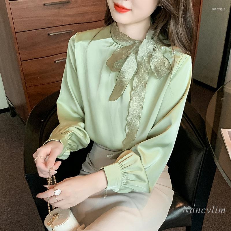 Women' Blouses 2023 Spring Stand-up Bow Collar Bowknot Lace-up Shirt Women' Elegant Loose Long Sleeves Top Ladies, Green
Women' Blouses 2023 Spring Stand-up Bow Collar Bowknot Lace-up Shirt Women' Elegant Loose Long Sleeves Top Ladies, Green