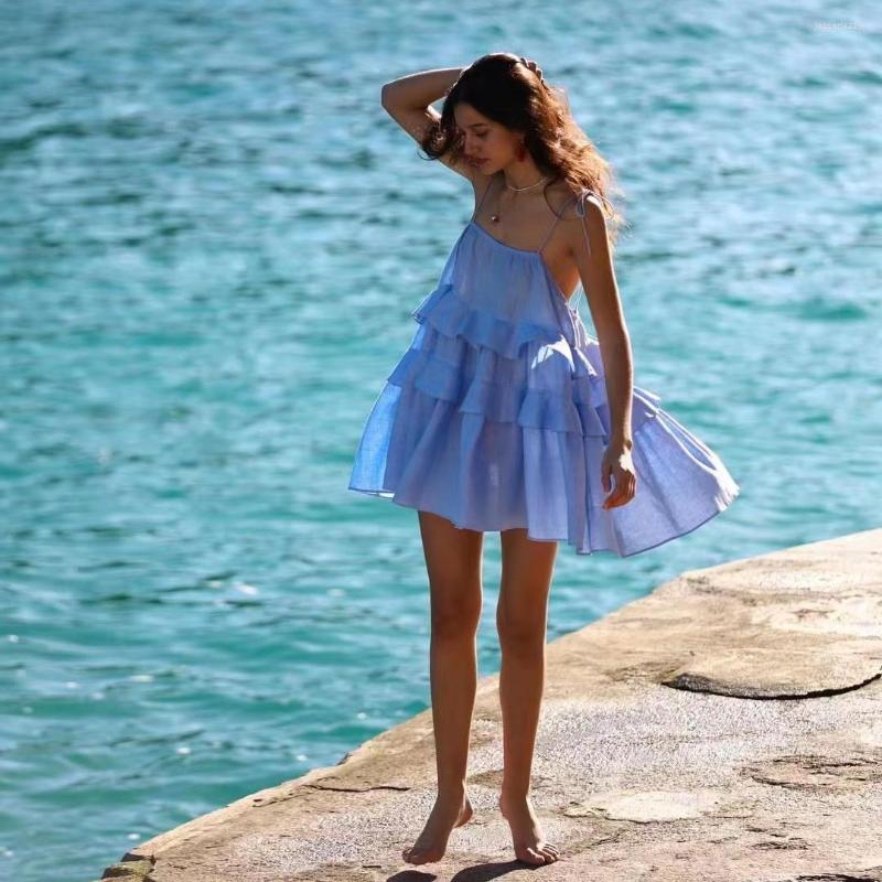 Casual Dresses Linen Women Sexy Backless Dress Summer Beach Style Multi-layer Ruffles Doll, Blue
Casual Dresses Linen Women Sexy Backless Dress Summer Beach Style Multi-layer Ruffles Doll, Blue