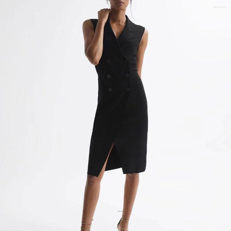 Casual Dresses Women Sleeveless Double-breasted Dress Elastic High Waist Wrap Hip, Black
Casual Dresses Women Sleeveless Double-breasted Dress Elastic High Waist Wrap Hip, Black