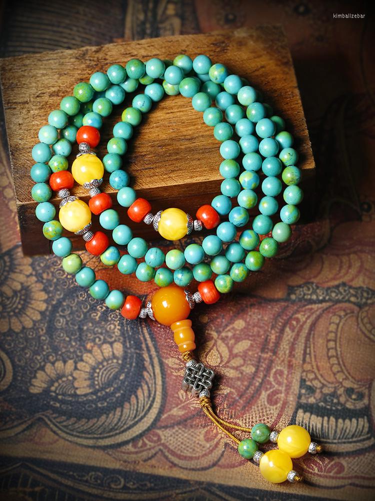 Strand Turquoise Bracelet Beeswax High-End Accessories 108 Beads Tibetan Style Prayer Ornament Women
Strand Turquoise Bracelet Beeswax High-End Accessories 108 Beads Tibetan Style Prayer Ornament Women