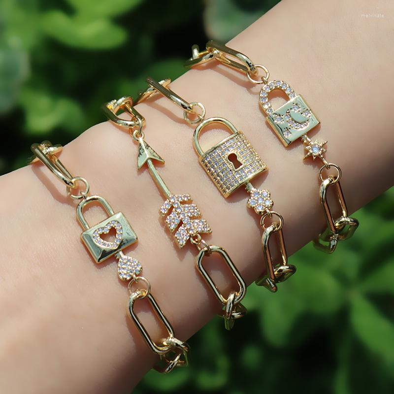 Link Bracelets Friend Bracelet Lock And Key For Woman CZ Crystal Stone Heart Arrow Moon Star Shape Fashion Chain Padlock Jewelry Gift
Link Bracelets Friend Bracelet Lock And Key For Woman CZ Crystal Stone Heart Arrow Moon Star Shape Fashion Chain Padlock Jewelry Gift