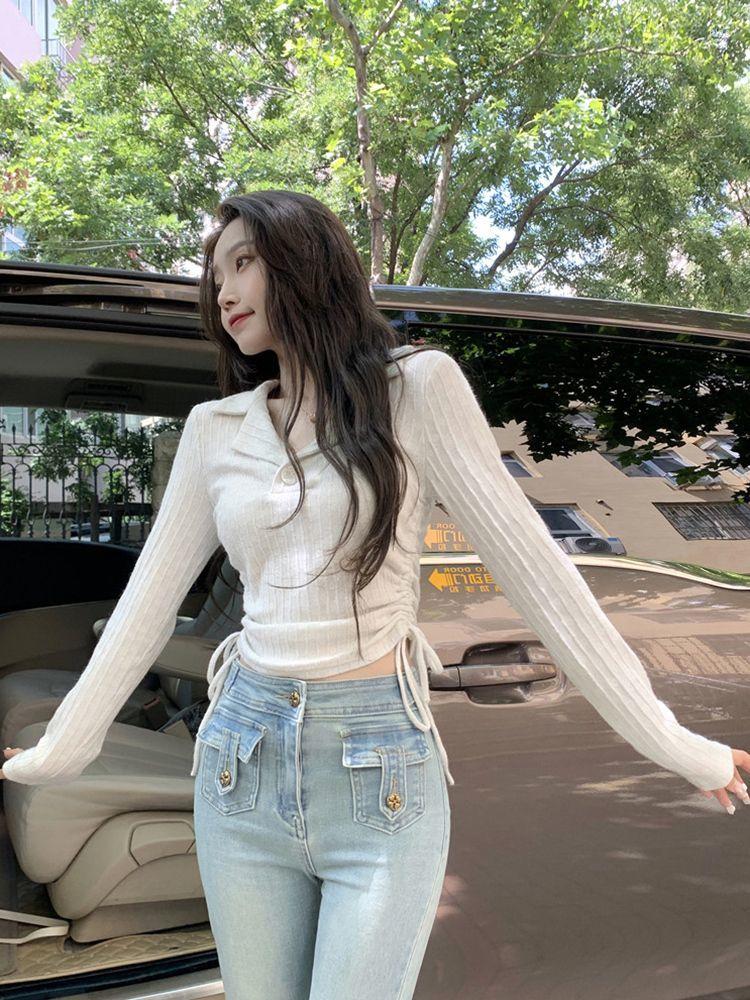 Women' Polos Polo Neck Drawstring Short Top Female 2023 Spring And Autumn Design Sense Niche Sweet Spice Girl Long-sleeved T-shirt Small, White
Women' Polos Polo Neck Drawstring Short Top Female 2023 Spring And Autumn Design Sense Niche Sweet Spice Girl Long-sleeved T-shirt Small, White