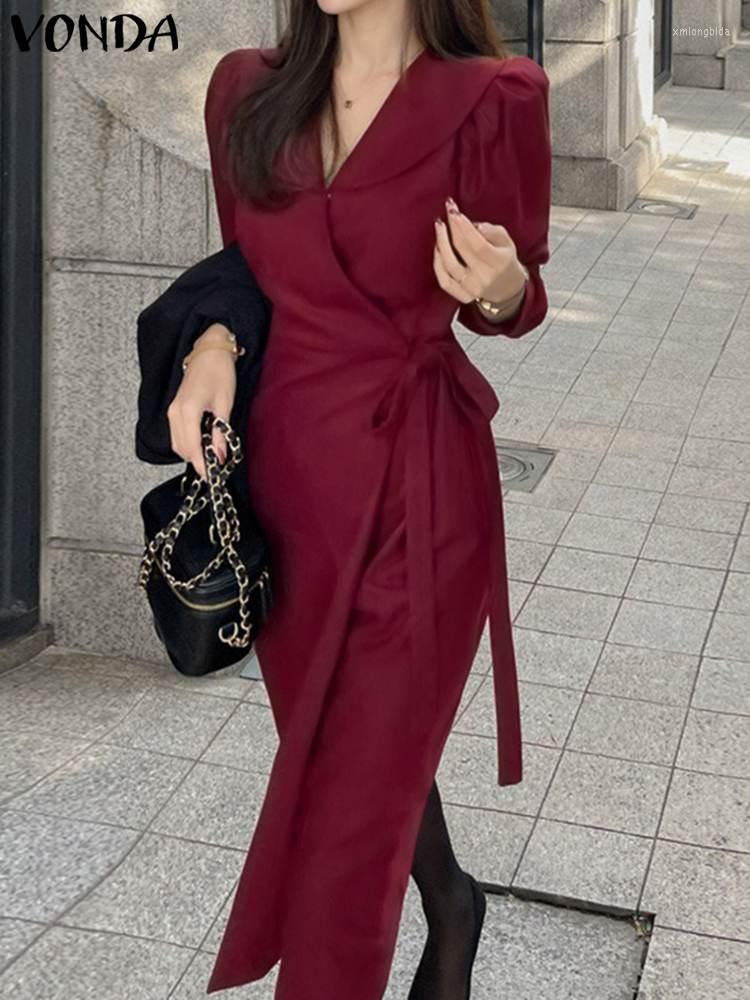 Casual Dresses VONDA Summer Dress 2023 Women Fashion Long Sleeve Loose Solid Color Elegant OL Style Midi Sundress Lapel Bandage Robe, Wine red
Casual Dresses VONDA Summer Dress 2023 Women Fashion Long Sleeve Loose Solid Color Elegant OL Style Midi Sundress Lapel Bandage Robe, Wine red