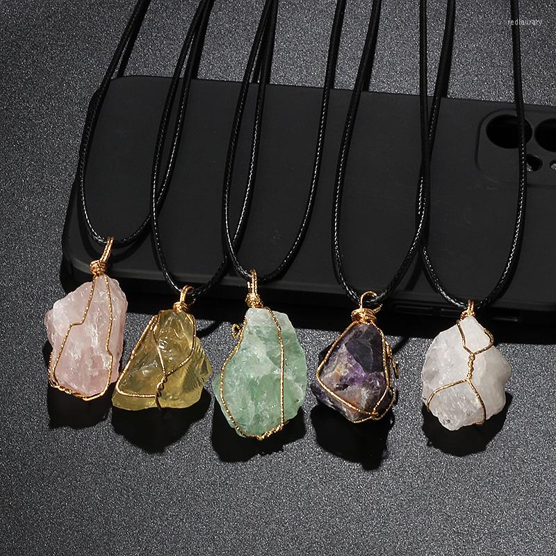 Pendant Necklaces Irregular Fluorite Amethysts For Women Crystal Quartzs Winding Wire Wrap Raw Mineral Necklace Jewelry
Pendant Necklaces Irregular Fluorite Amethysts For Women Crystal Quartzs Winding Wire Wrap Raw Mineral Necklace Jewelry