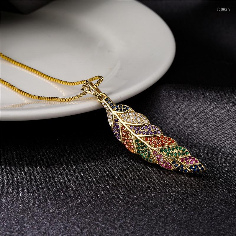 Chains European And American Retro Color Leaf Pendant Necklace Men's Women's Gold Plated Hip Hop