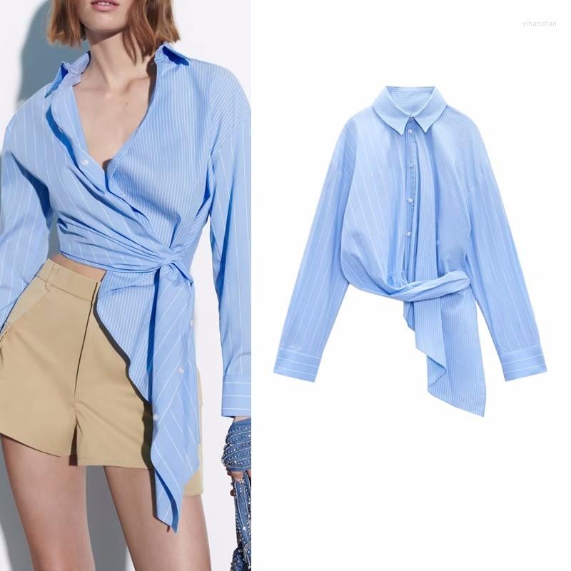 Women's Blouses 2023 Spring And Summer All-match Fashion Lapel Long-sleeved Loose Asymmetric Stitching Striped Shirt Top, Blue
Women's Blouses 2023 Spring And Summer All-match Fashion Lapel Long-sleeved Loose Asymmetric Stitching Striped Shirt Top, Blue